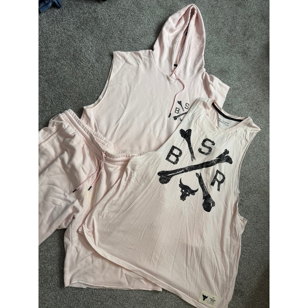 Pullover Shirt Sleeveless Hoodie Short Tank Set Bundle Under Amour Project Rock